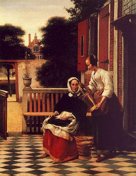 Pieter de Hooch Woman and a Maid with a Pail in a Courtyard China oil painting art